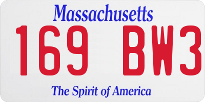 MA license plate 169BW3