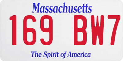 MA license plate 169BW7
