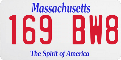 MA license plate 169BW8