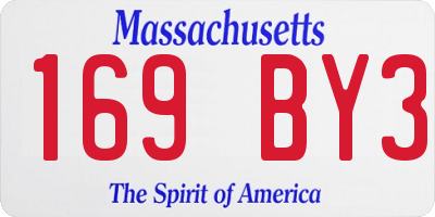 MA license plate 169BY3