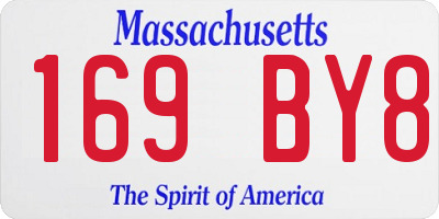 MA license plate 169BY8