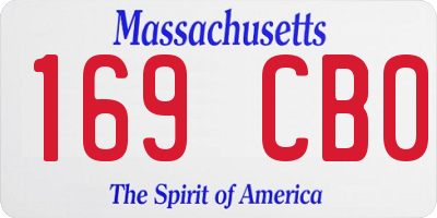 MA license plate 169CB0