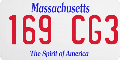 MA license plate 169CG3