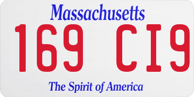 MA license plate 169CI9