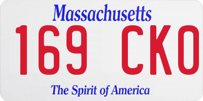 MA license plate 169CK0