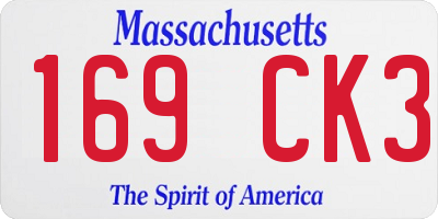 MA license plate 169CK3
