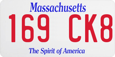 MA license plate 169CK8