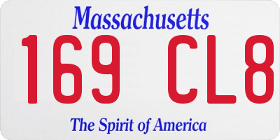 MA license plate 169CL8