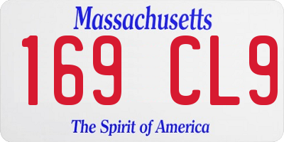 MA license plate 169CL9