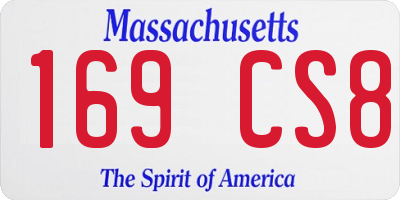 MA license plate 169CS8
