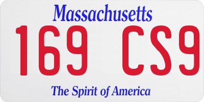 MA license plate 169CS9