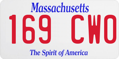 MA license plate 169CW0