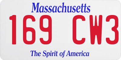 MA license plate 169CW3