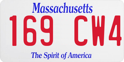MA license plate 169CW4