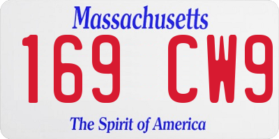MA license plate 169CW9