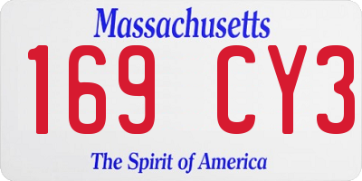 MA license plate 169CY3
