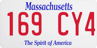MA license plate 169CY4
