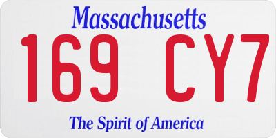 MA license plate 169CY7