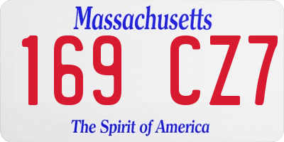 MA license plate 169CZ7