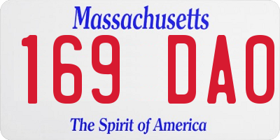 MA license plate 169DA0