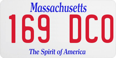 MA license plate 169DC0