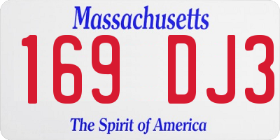 MA license plate 169DJ3