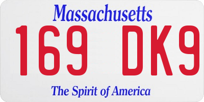 MA license plate 169DK9