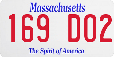 MA license plate 169DO2
