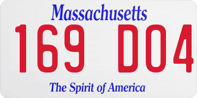 MA license plate 169DO4