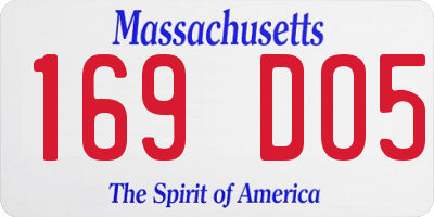 MA license plate 169DO5