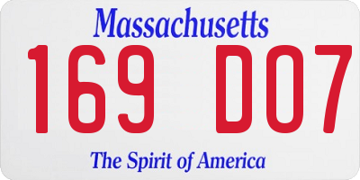 MA license plate 169DO7