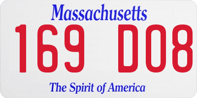 MA license plate 169DO8