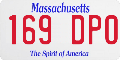 MA license plate 169DP0
