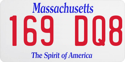 MA license plate 169DQ8