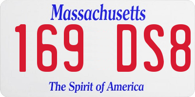 MA license plate 169DS8