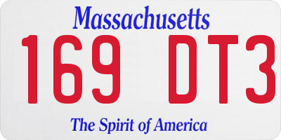 MA license plate 169DT3