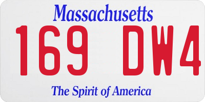 MA license plate 169DW4