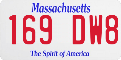 MA license plate 169DW8