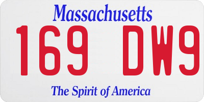 MA license plate 169DW9