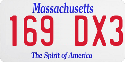 MA license plate 169DX3