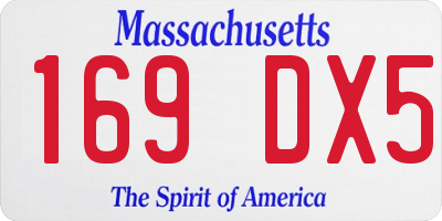 MA license plate 169DX5