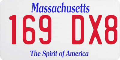 MA license plate 169DX8