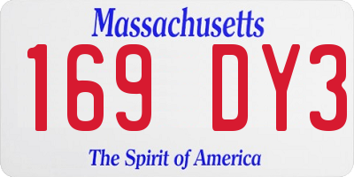 MA license plate 169DY3