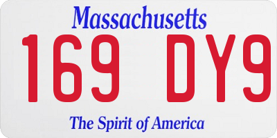 MA license plate 169DY9
