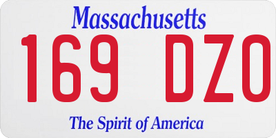 MA license plate 169DZ0