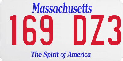 MA license plate 169DZ3