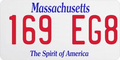 MA license plate 169EG8
