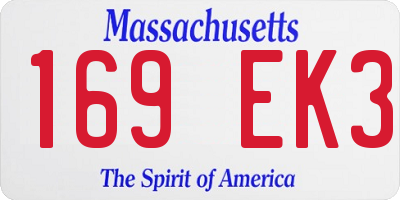 MA license plate 169EK3