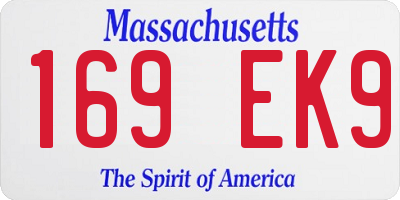 MA license plate 169EK9