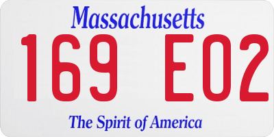 MA license plate 169EO2